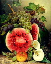 Арбуз, виноград и каллы