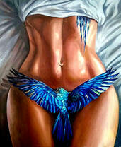 Тело девушки и синяя птица