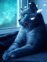 Серый кот у окна