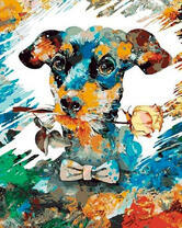 Пёсик с розой в зубах