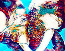 Влюбленные слоны в стиле поп-арт