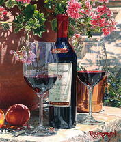 Красное вино и персики