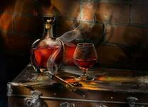 Коньяк и дымящая сигара