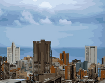 Вид с высоты на большой город