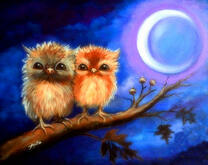 Два совёнка лунной ночью