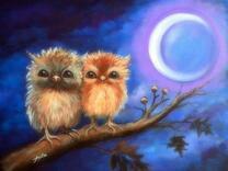 Два совенка под луной