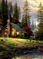 Уютный домик в лесу у горной реки