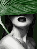 Девушка и зеленый лист