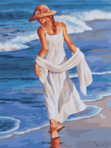 Женщина с шалью у моря