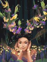 Картина по номерам Paintboy «Темноглазая девчонка с цветами и птицами в волосах» в интернет-магазине  в Москве Картина по номерам Paintboy «Темноглазая девчонка с цветами и птицами в волосах»