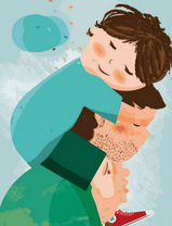 Папа несет сына