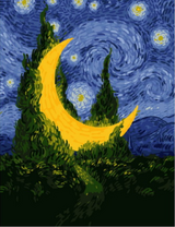 Молодой месяц среди деревьев