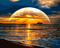 Закат над морским заливом