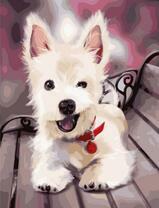 Смешной белый щенок