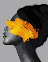 Профиль девушки и желтая краска