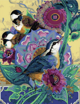 Синички среди цветов