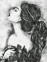 Черно-белый портрет молодой девушки