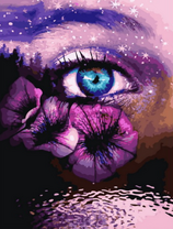 Женский глаз, цветы и вода