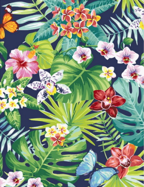 Картина по номерам 40x50 Картина с цветами и бабочками