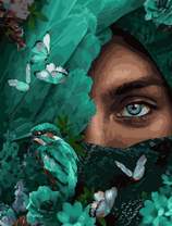 Портрет девушки и колибри