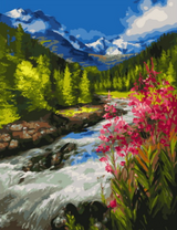 Красивый пейзаж с заснеженными горами