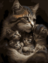 Мама кошка и ее крошки