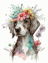 Милая собачка с цветами на голове