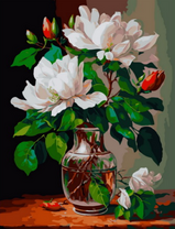 Большие красивые цветы в прозрачной вазе