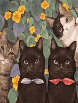 Котики и кошечки среди цветов