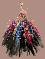 Утонченная дама в цветочном платье