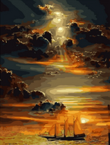 Парусный корабль в солнечных лучах