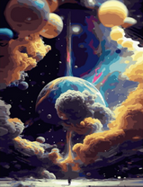 Человек, планеты и тучи