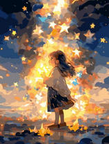 Маленькая девочка среди ярких звездочек