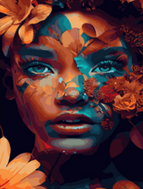 Девушка и рыжие цветы