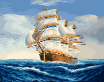 Парусный корабль в ласковом море