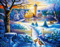 Замок среди зимней сказки