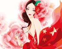 Экстравагантная дама в красном