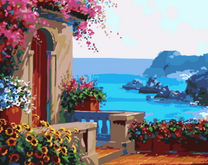 Дом с цветами у моря