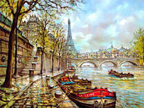 Лодочка на набережной Парижа