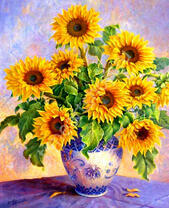 Желтые подсолнухи в вазе