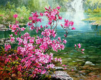 Цветущий куст у воды