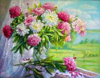 Пионы на открытом окне