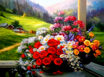 Летние букеты на фоне гор