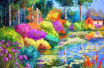 Лесное озеро и домик в глуши