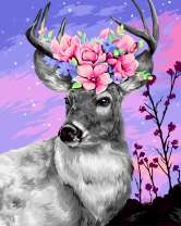 Олень с венком цветов