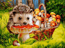 Ежонок и корзинка грибов