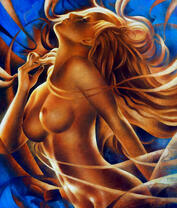 Обнаженная девушка с длинными волосами