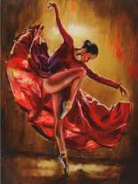 Репетиция балерины в красном платье