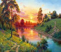 Небольшая церковь на холме у реки