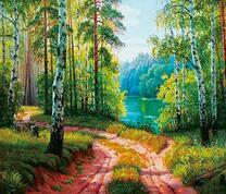 Дорога в березовой роще